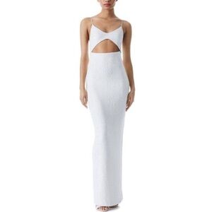 NWT ALICE + OLIVIA VALLI CUT OUT CAMI DRESS IN OFF WHITE sequin - Size 4